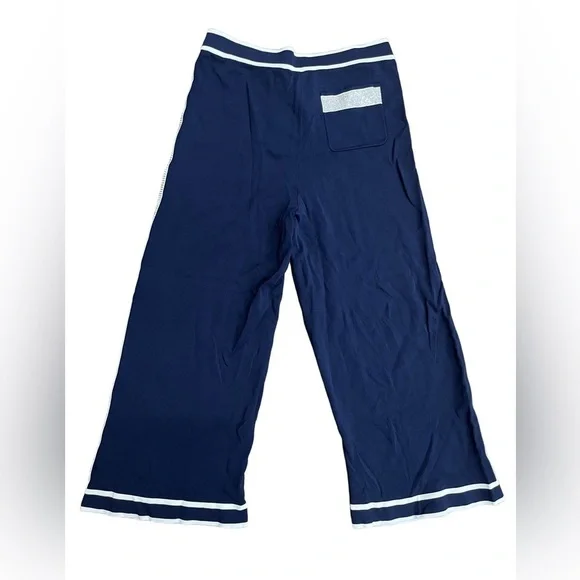 Joseph Ribkoff navy knit pants with rhinestones and stripe large - Picture 4 of 5